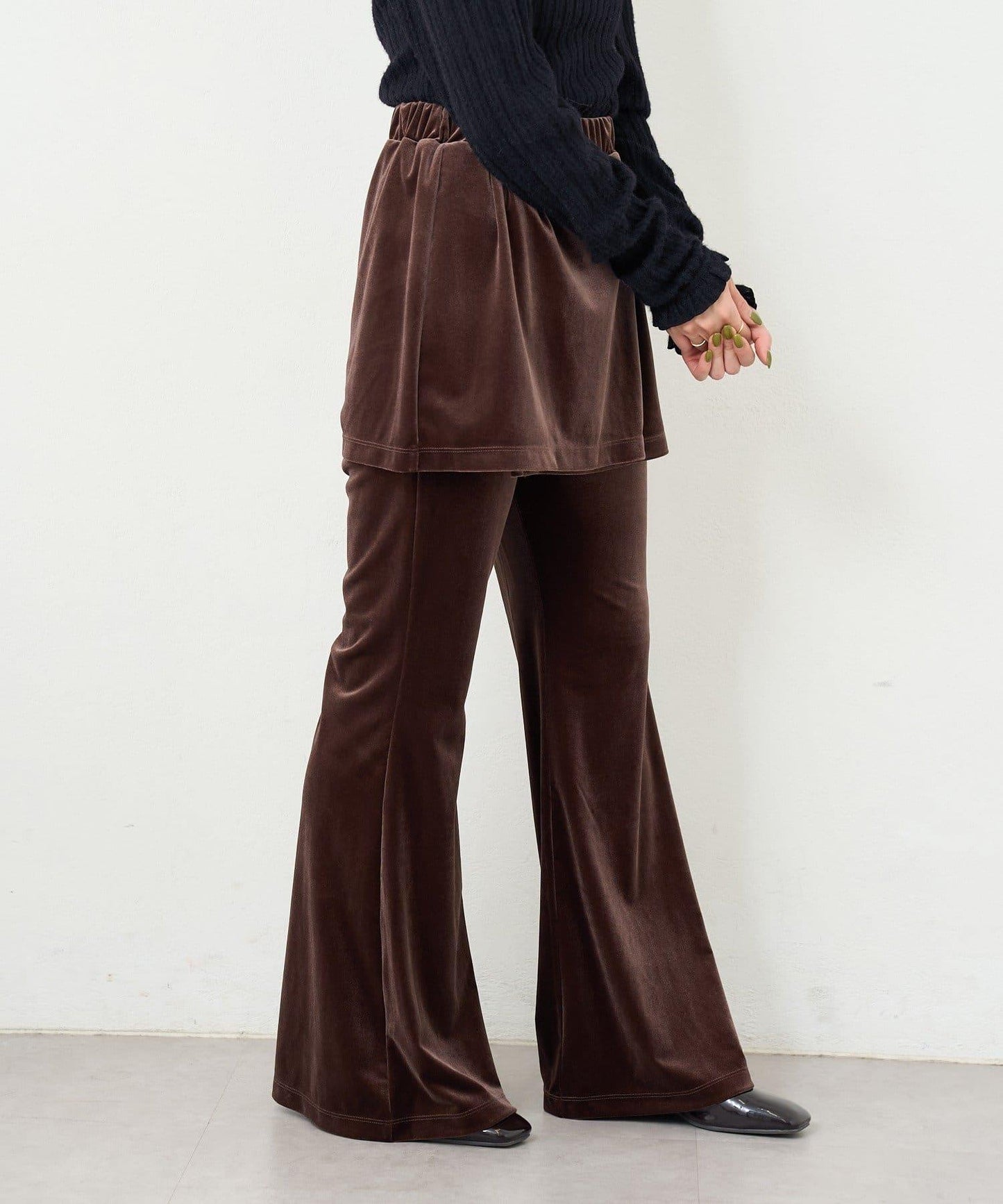 【2尺碼可選/適合身材嬌小】B天鵝絨半身裙褲