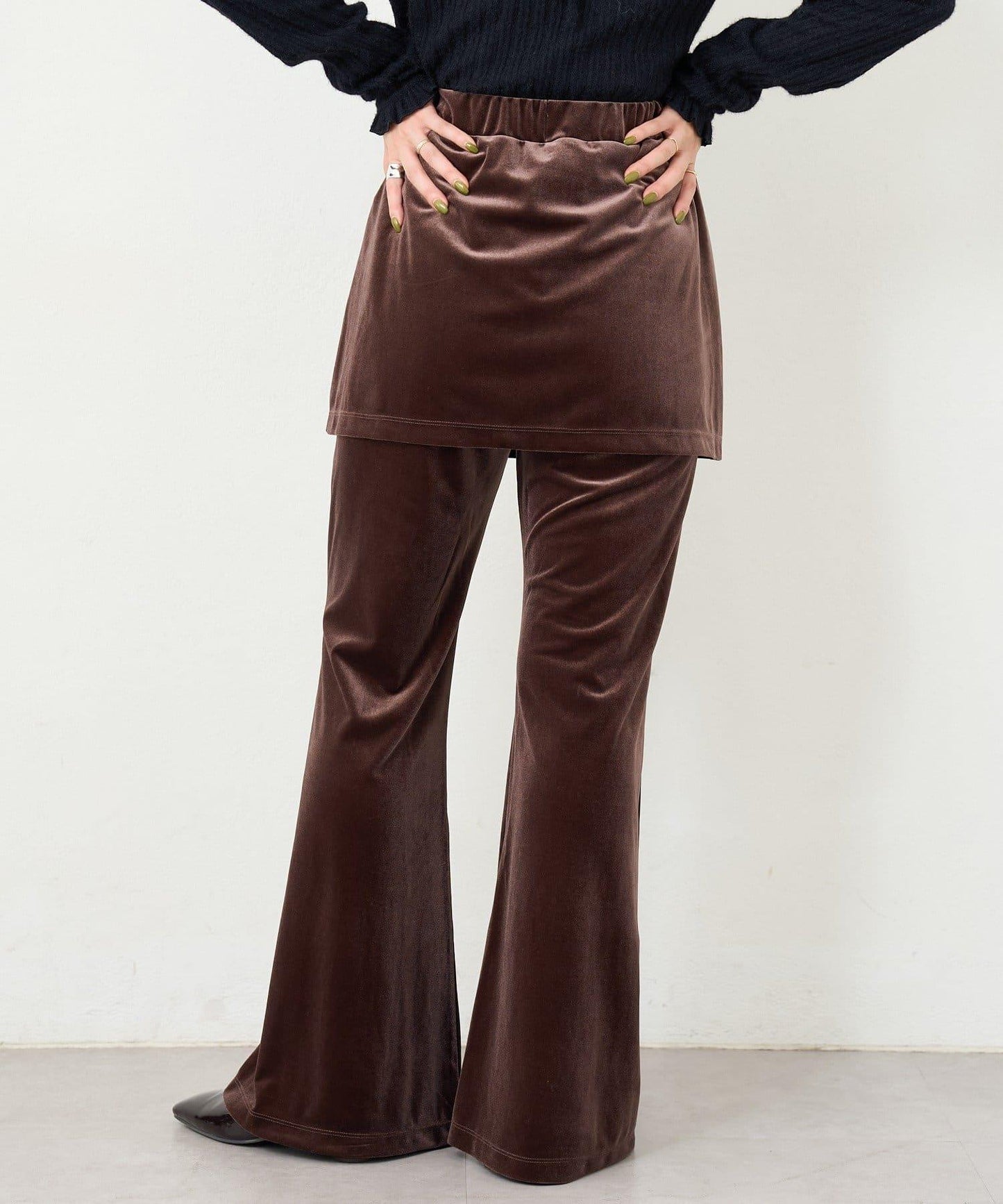 【2尺碼可選/適合身材嬌小】B天鵝絨半身裙褲