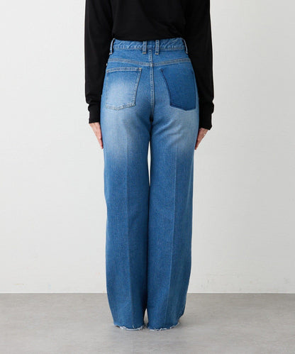 【舒適穿著感】中線壓褶牛仔褲