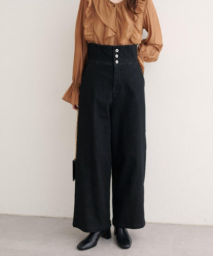 【natural couture】 翻邊腰帶牛仔褲