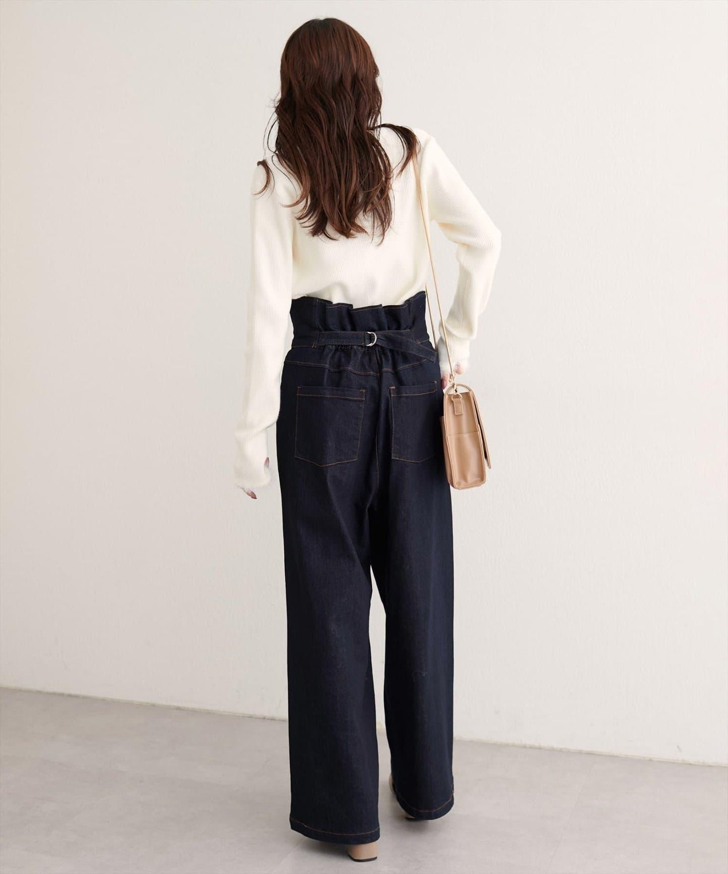 【natural couture】 翻邊腰帶牛仔褲