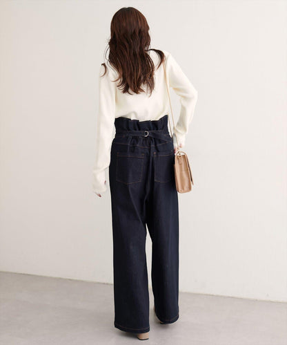 【natural couture】 翻邊腰帶牛仔褲