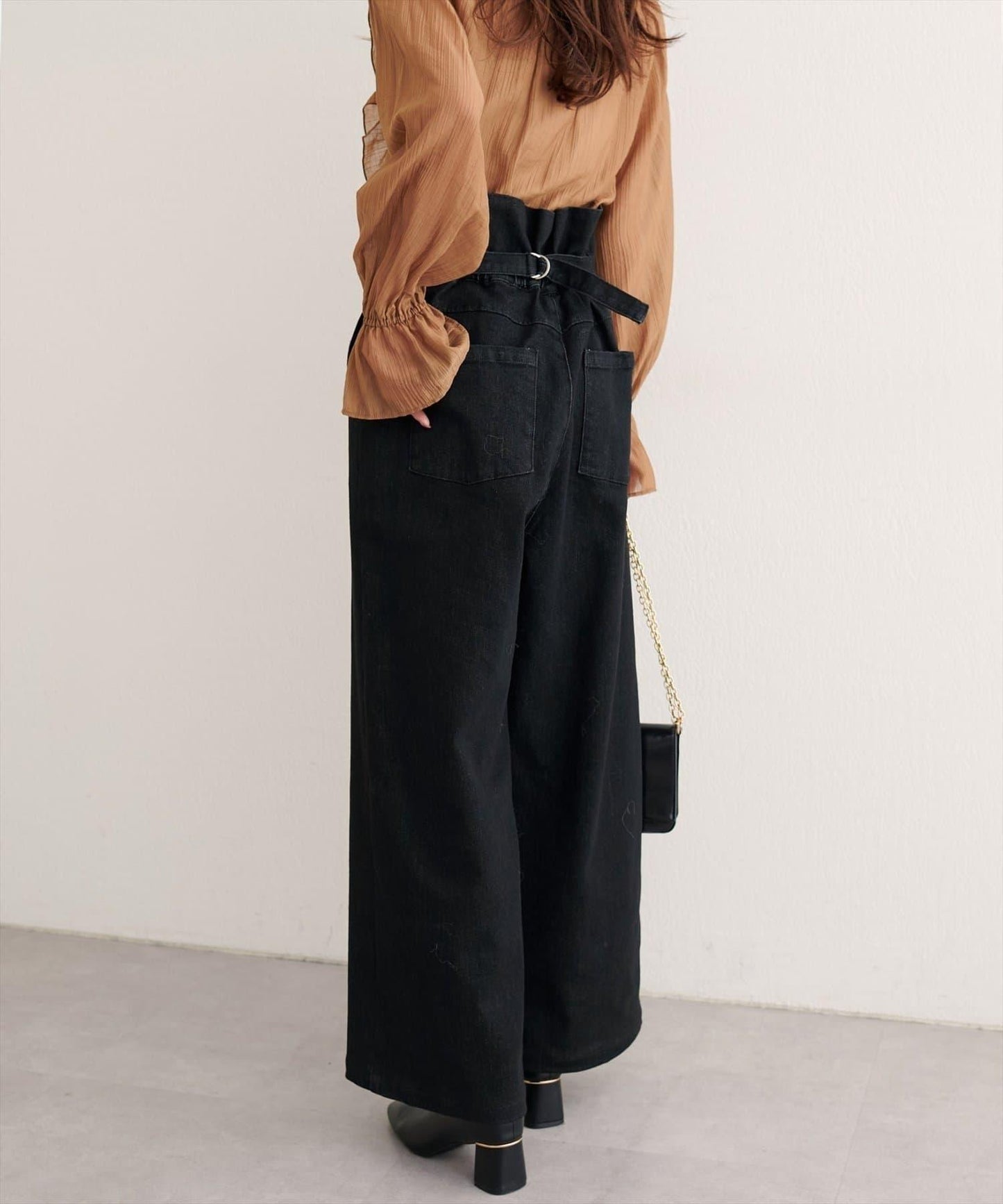 【natural couture】 翻邊腰帶牛仔褲