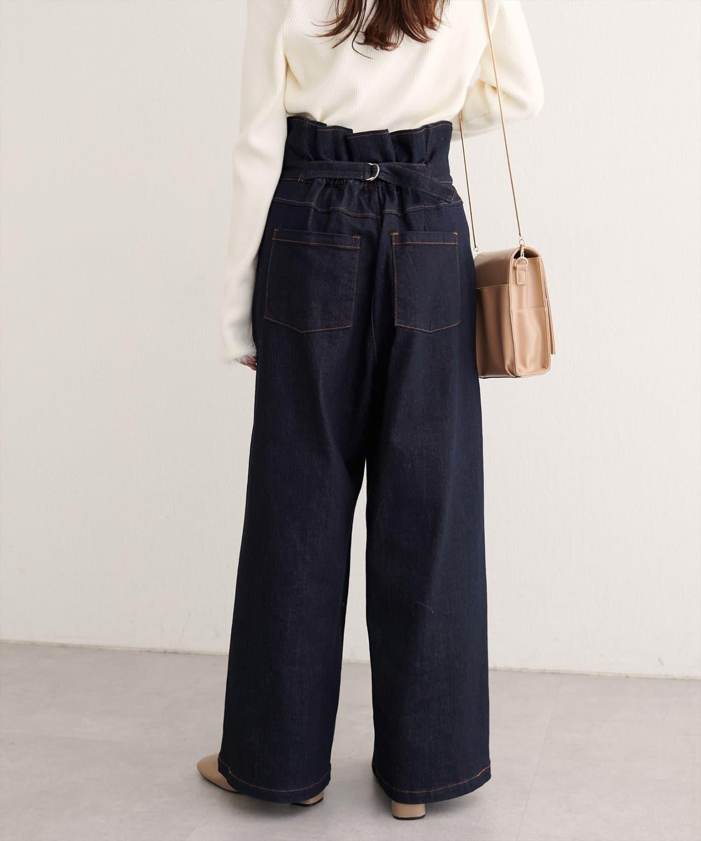 【natural couture】 翻邊腰帶牛仔褲