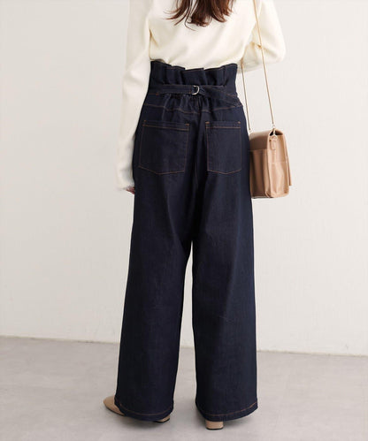 【natural couture】 翻邊腰帶牛仔褲