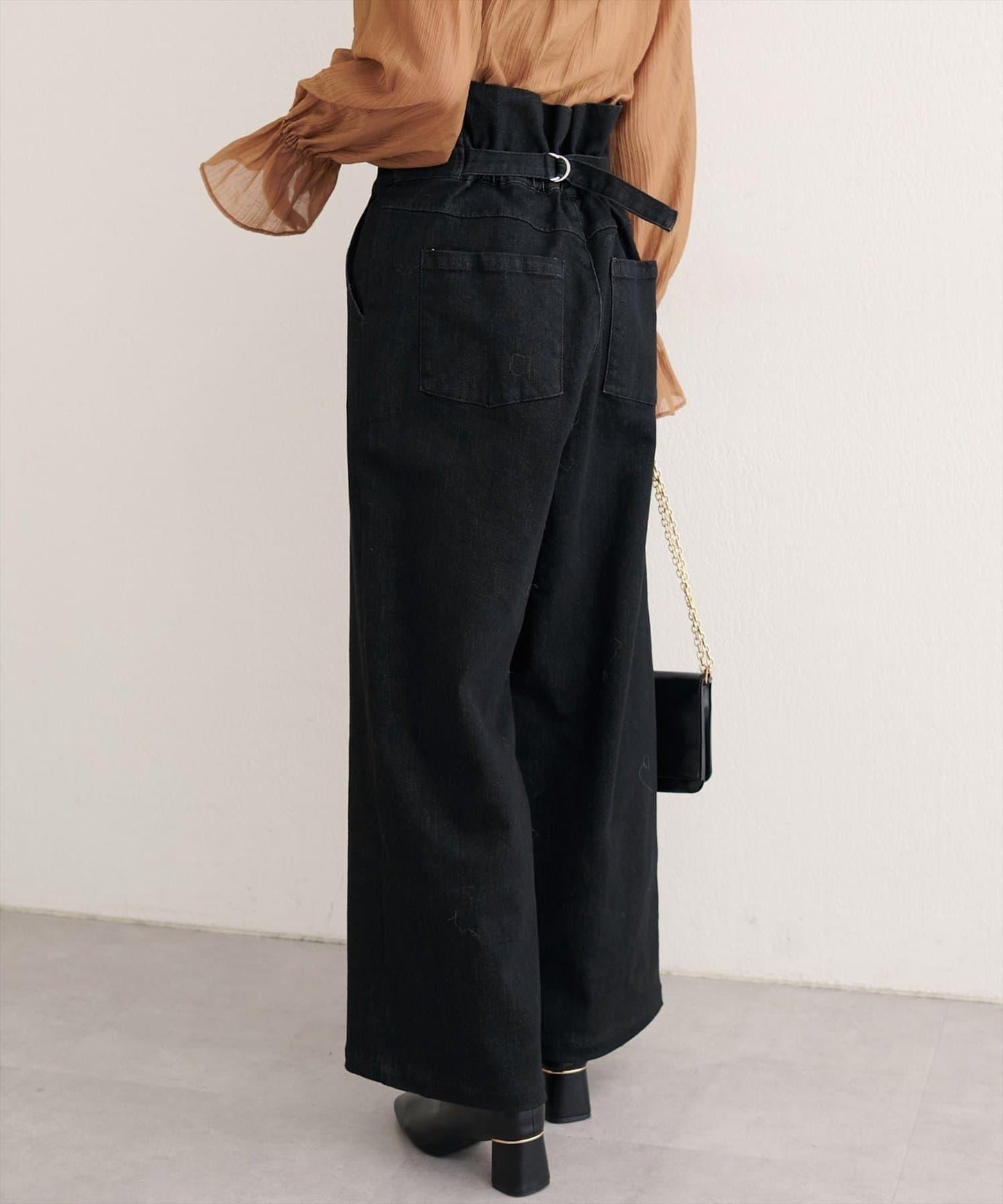 【natural couture】 翻邊腰帶牛仔褲