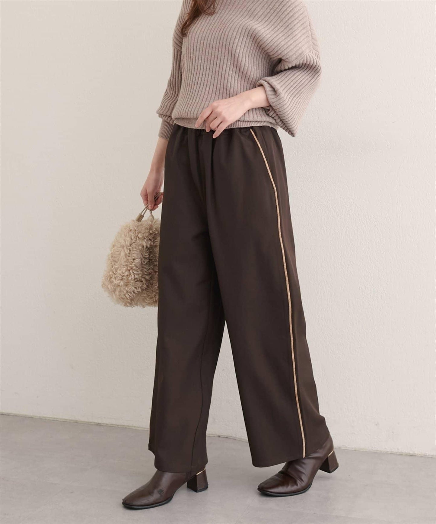 【natural couture】側邊條紋休閒褲