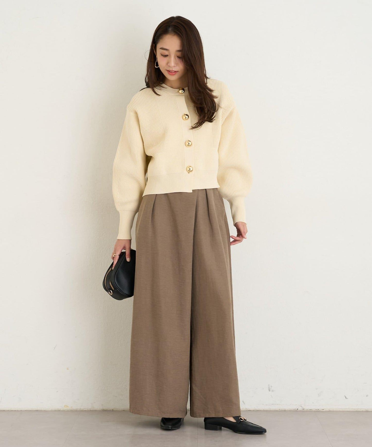 日常百搭高腰闊腿喇叭褲