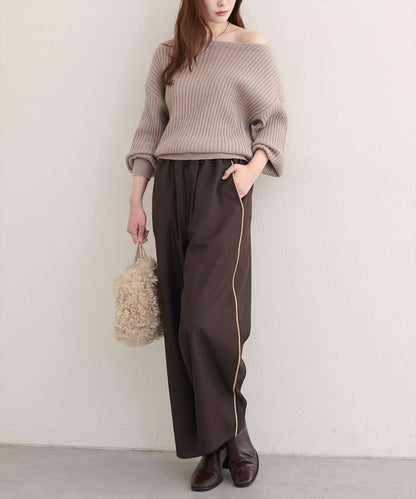 【natural couture】側邊條紋休閒褲