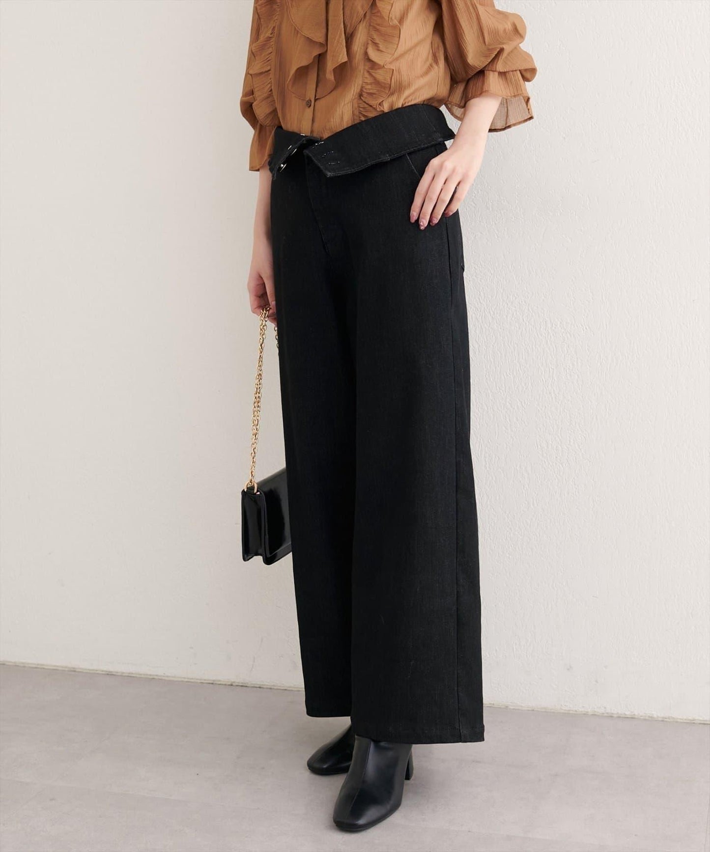 【natural couture】 翻邊腰帶牛仔褲