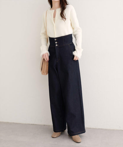 【natural couture】 翻邊腰帶牛仔褲