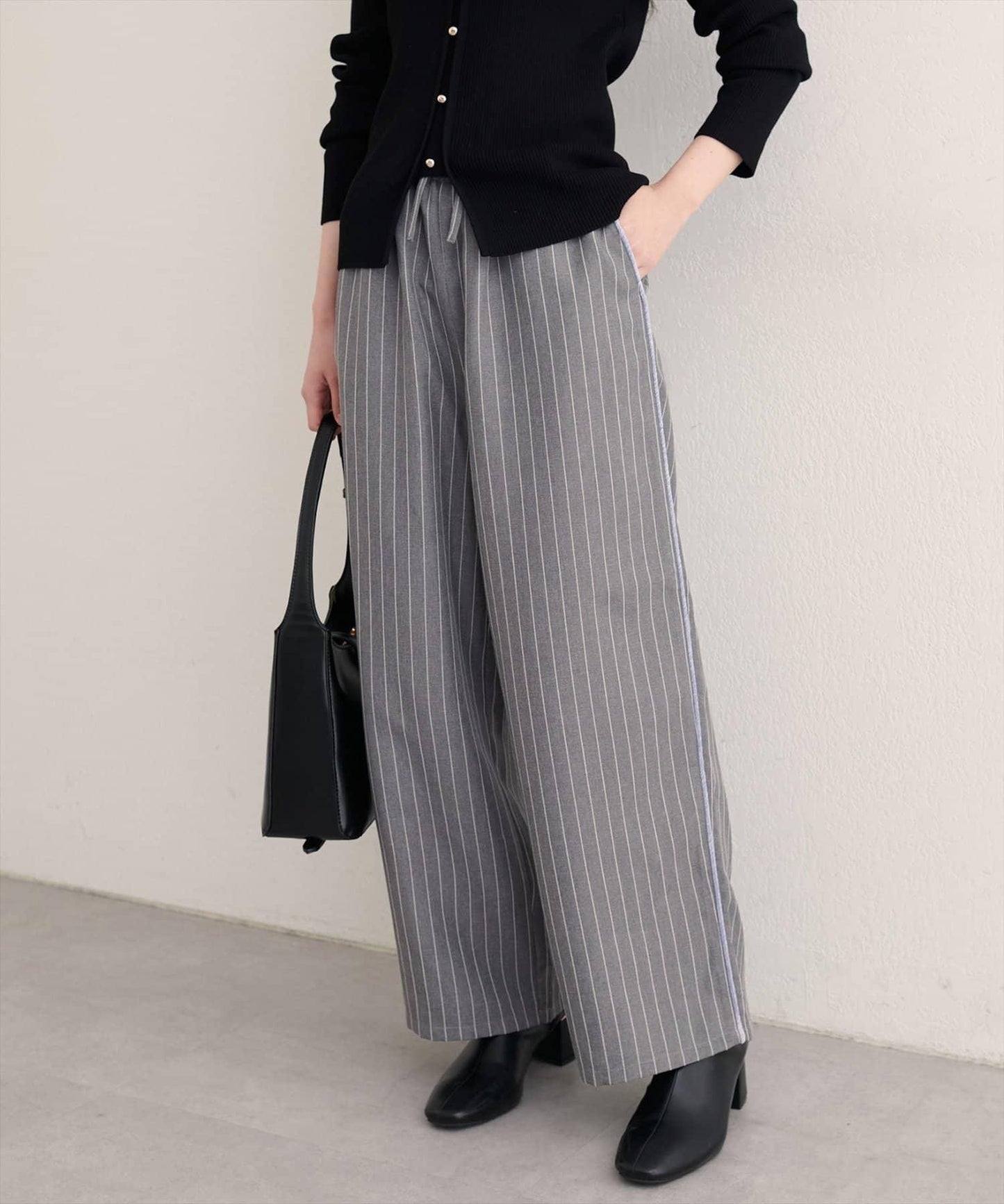 【natural couture】側邊條紋休閒褲