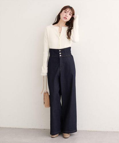 【natural couture】 翻邊腰帶牛仔褲