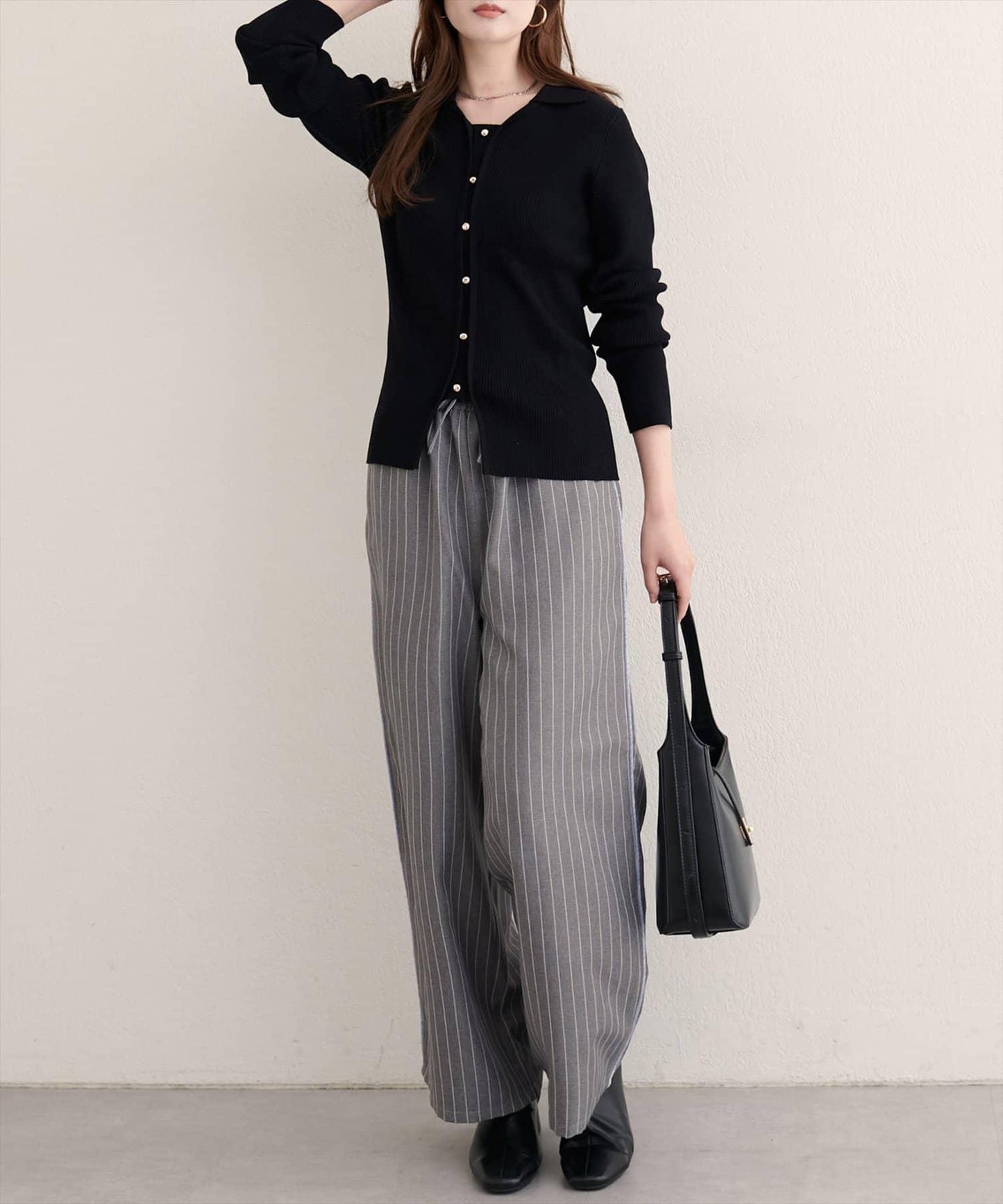 【natural couture】側邊條紋休閒褲