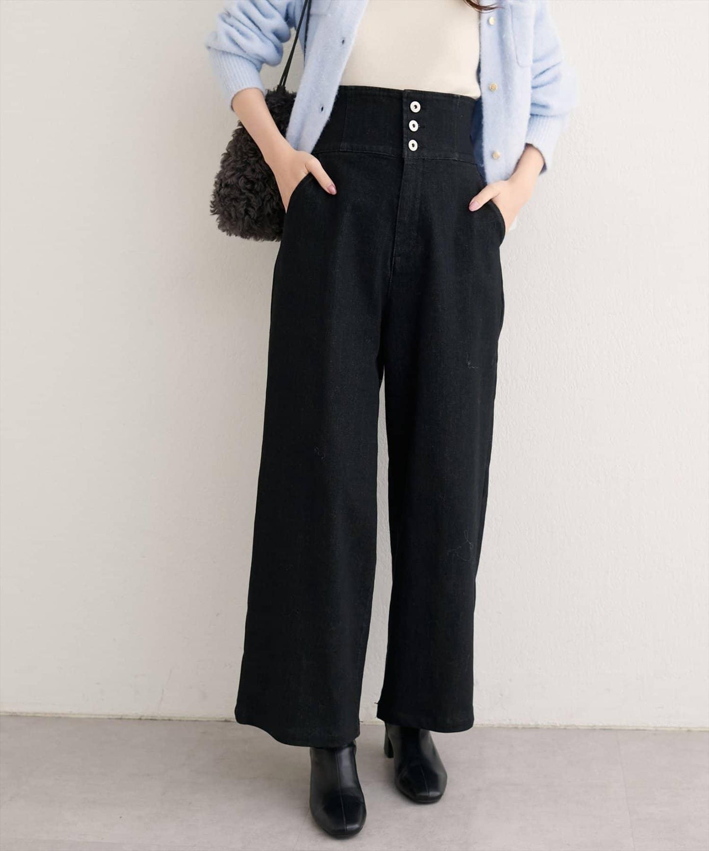 【natural couture】 翻邊腰帶牛仔褲