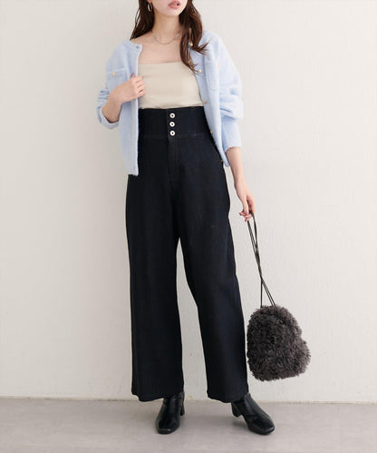 【natural couture】 翻邊腰帶牛仔褲