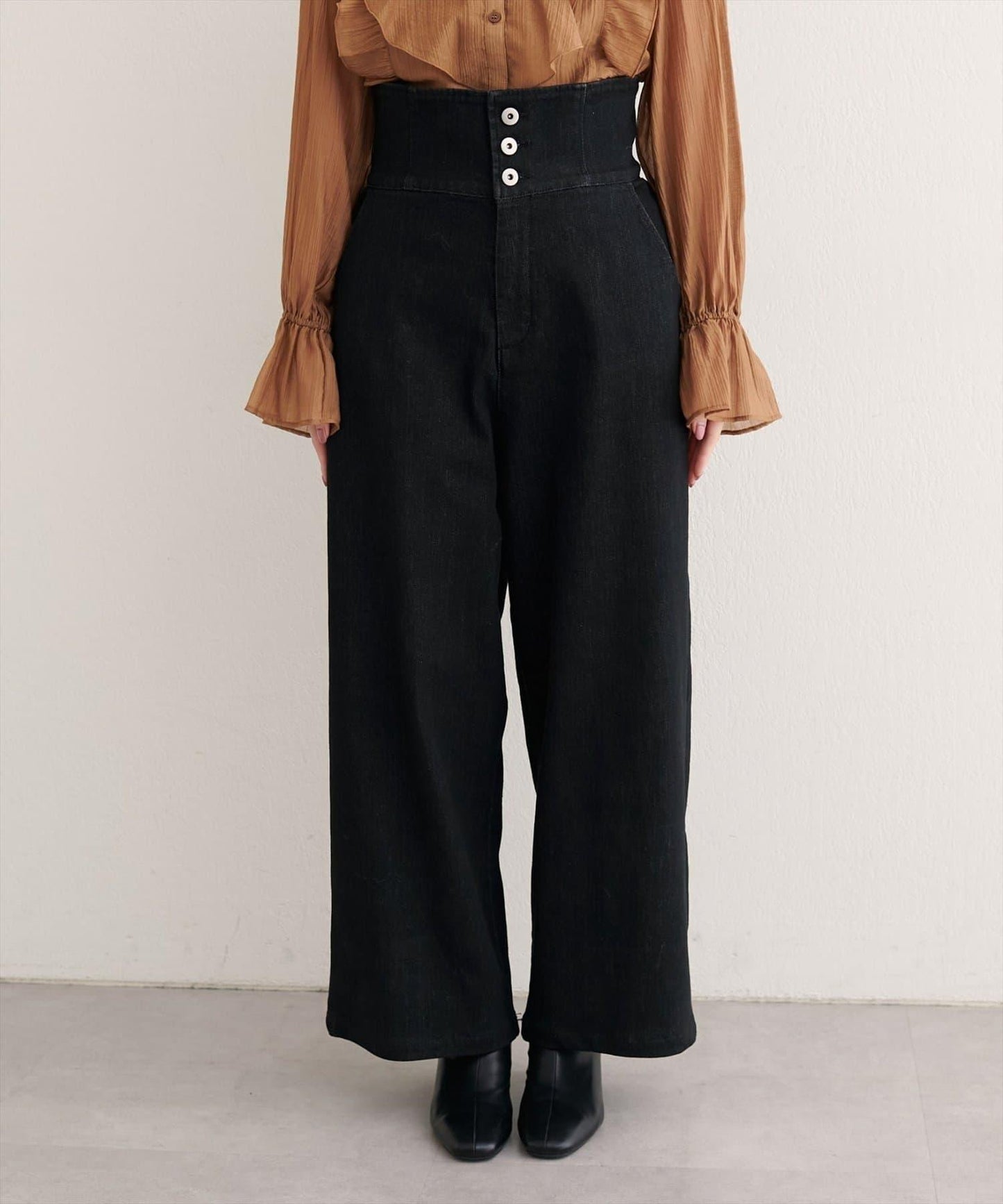 【natural couture】 翻邊腰帶牛仔褲