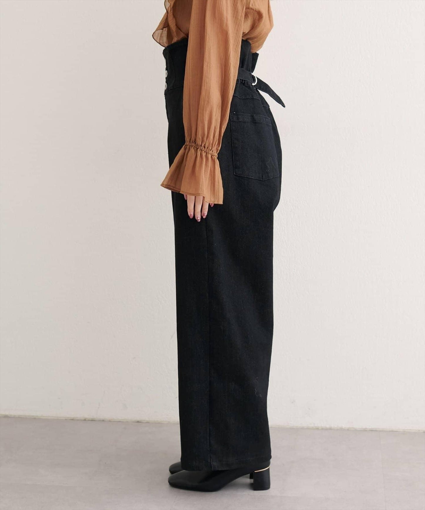 【natural couture】 翻邊腰帶牛仔褲