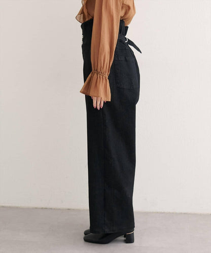 【natural couture】 翻邊腰帶牛仔褲