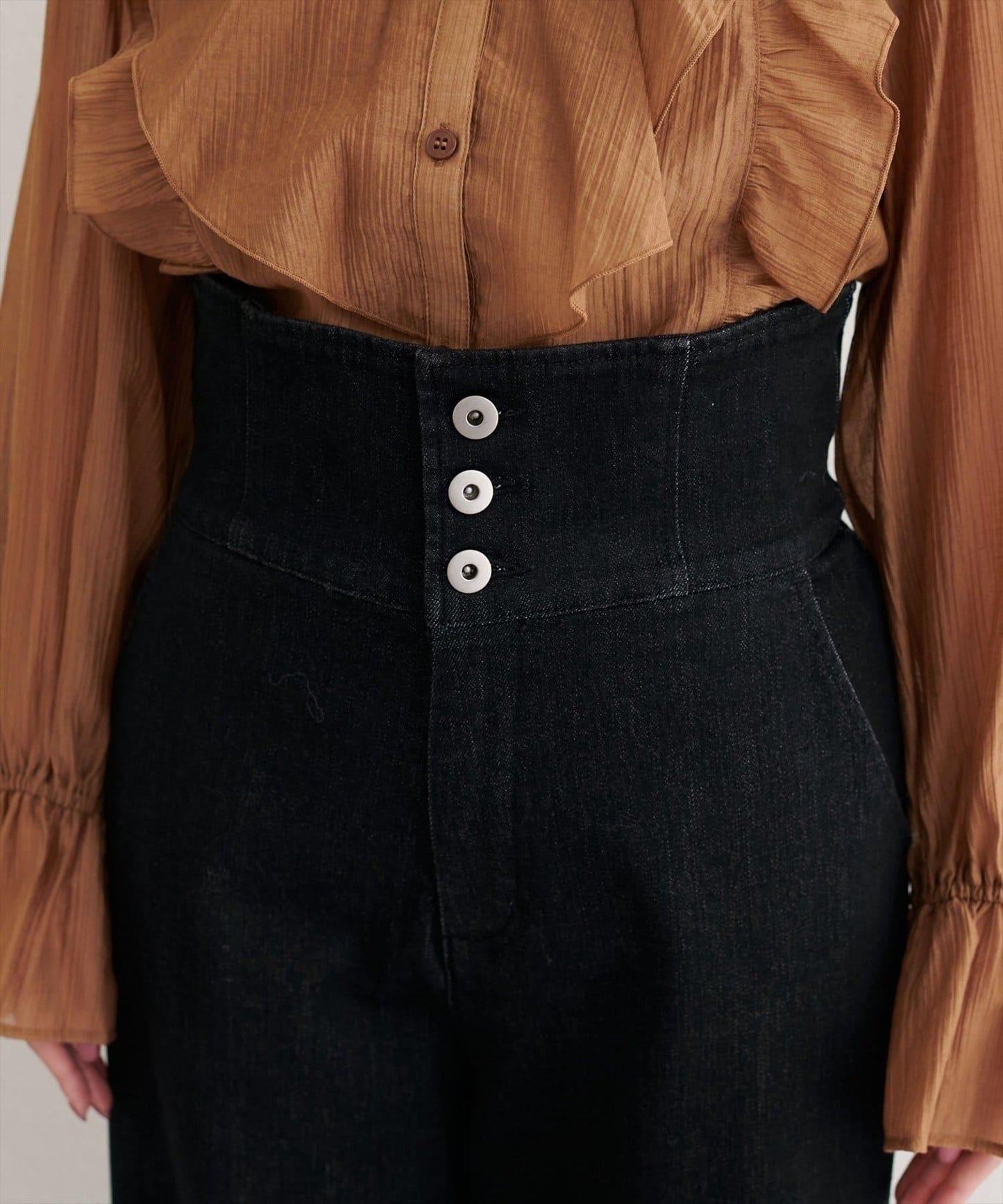 【natural couture】 翻邊腰帶牛仔褲