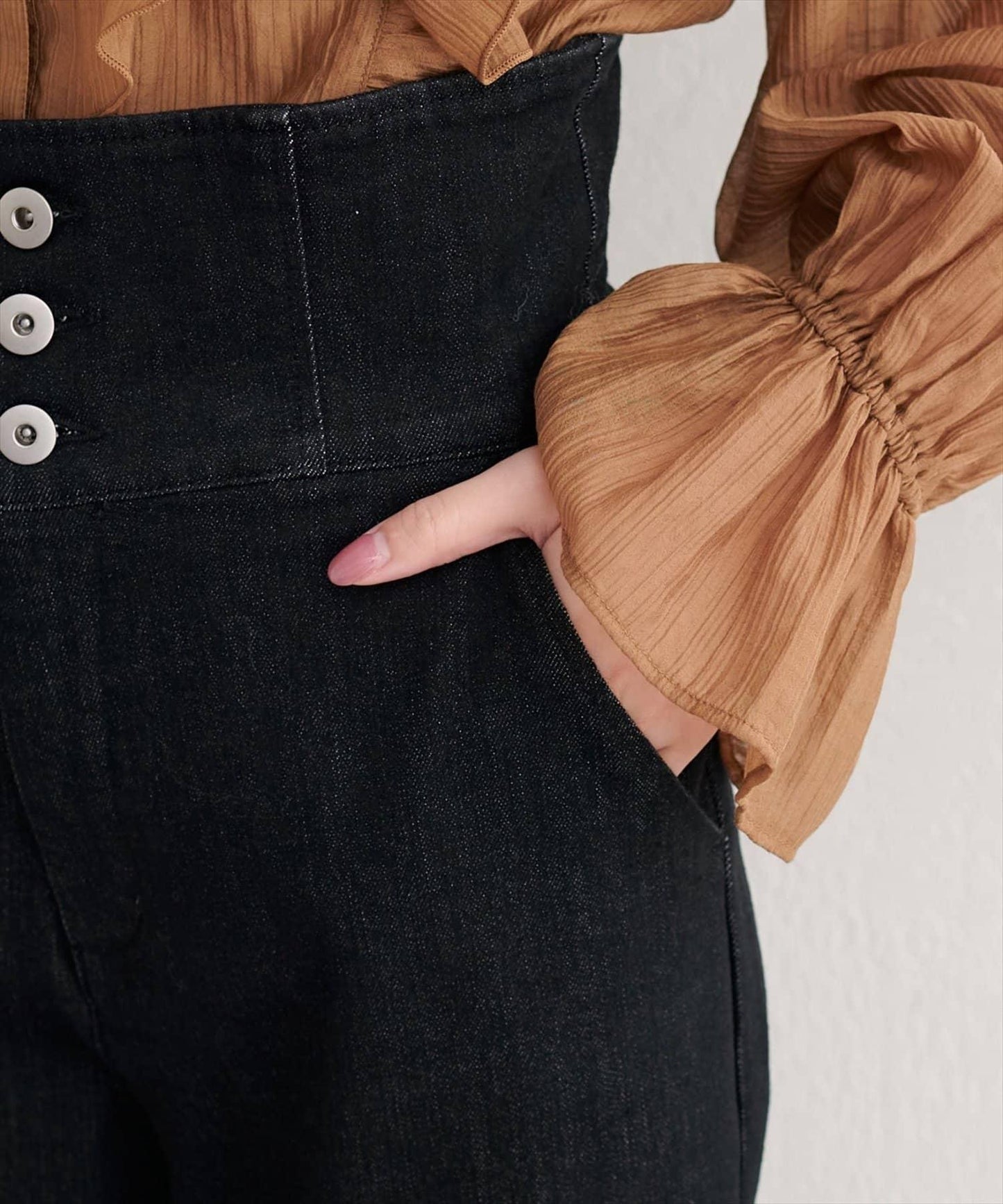 【natural couture】 翻邊腰帶牛仔褲