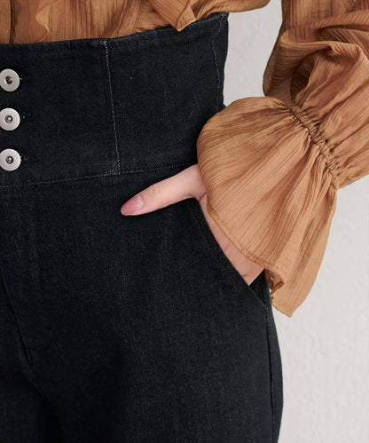 【natural couture】 翻邊腰帶牛仔褲