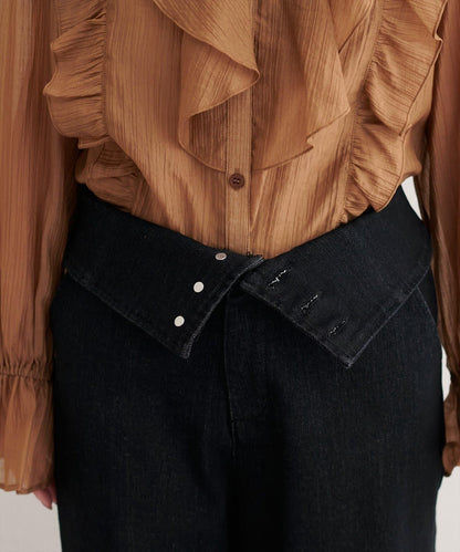 【natural couture】 翻邊腰帶牛仔褲