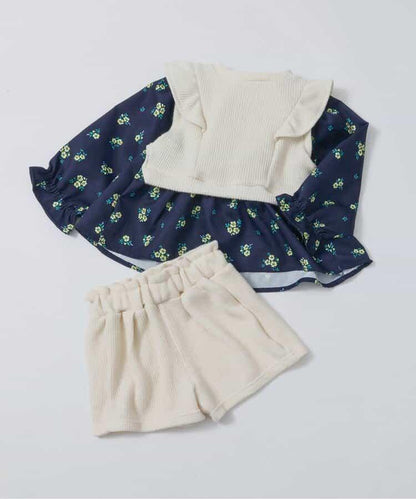 背心拼接上衣&短褲套裝 短款