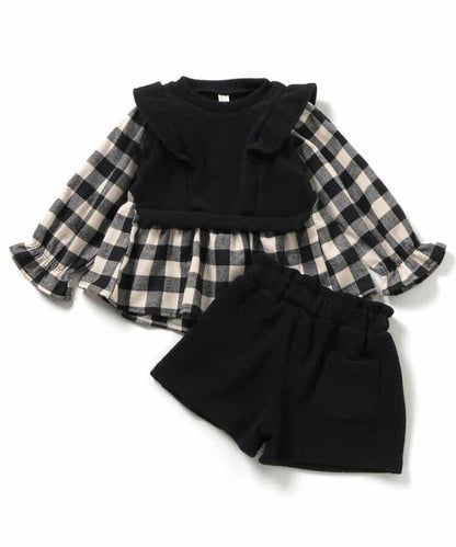 背心拼接上衣&短褲套裝 短款