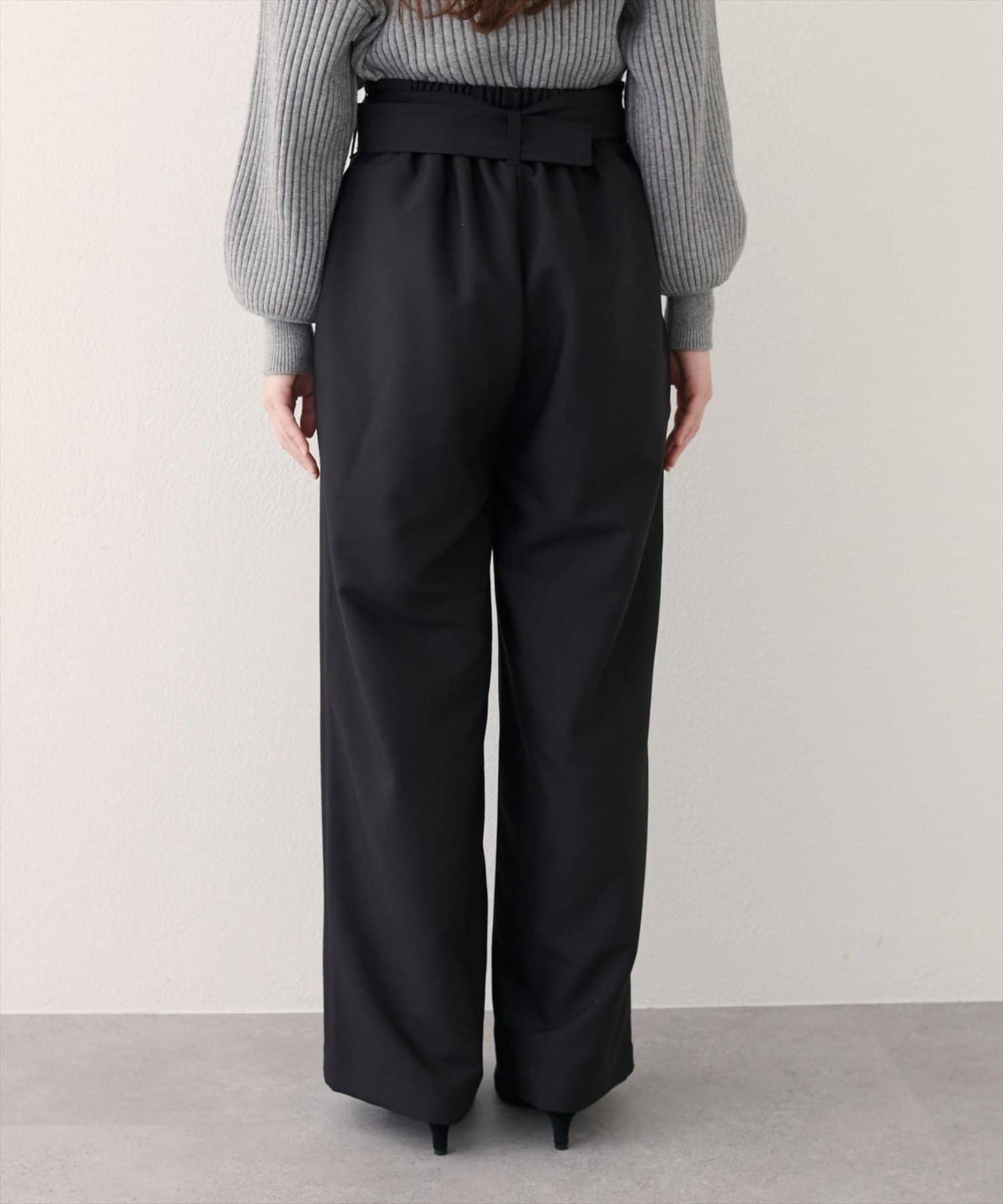 【natural couture】帶扣腰帶褶皺長褲