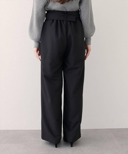 【natural couture】帶扣腰帶褶皺長褲