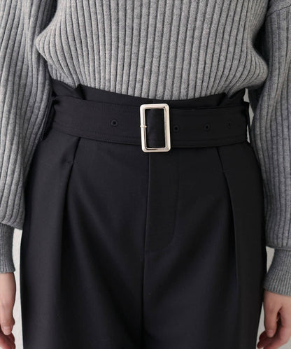 【natural couture】帶扣腰帶褶皺長褲