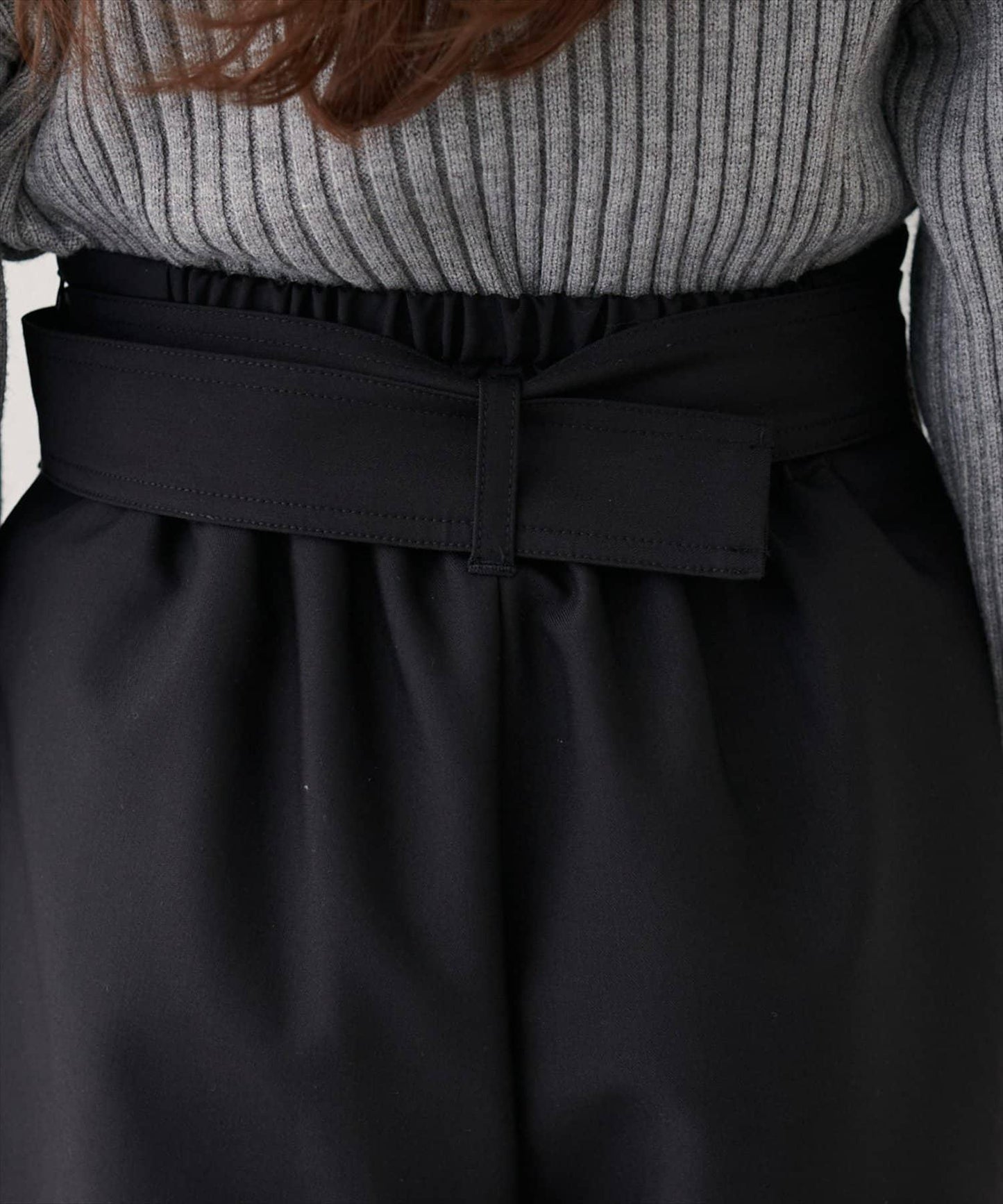 【natural couture】帶扣腰帶褶皺長褲