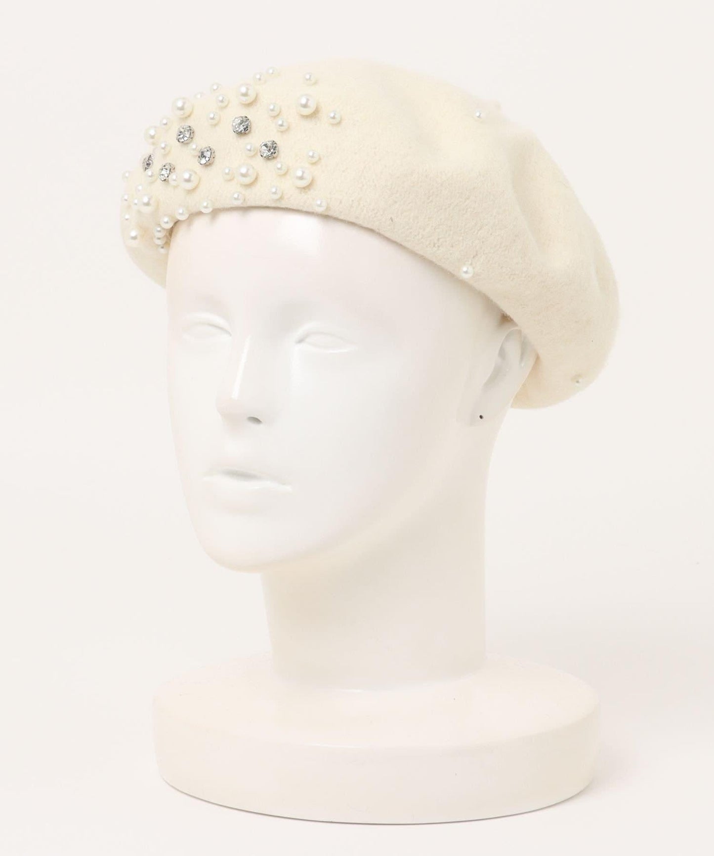 珍珠與水鑽裝飾貝雷帽