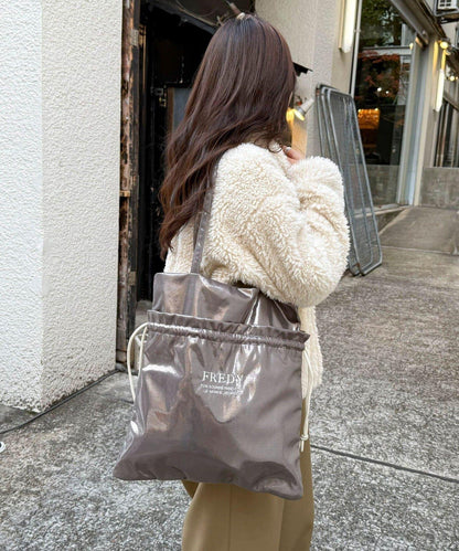 亮面外袋刺繡托特包