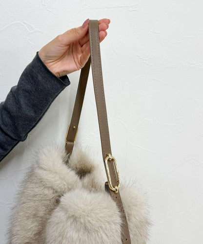 帶扣單手柄毛絨托特包