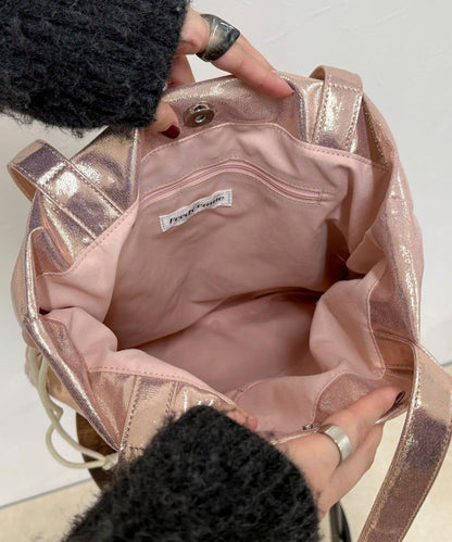 亮面外袋刺繡托特包