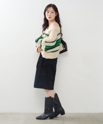 【Kastane】條紋仿馬海毛針織衫