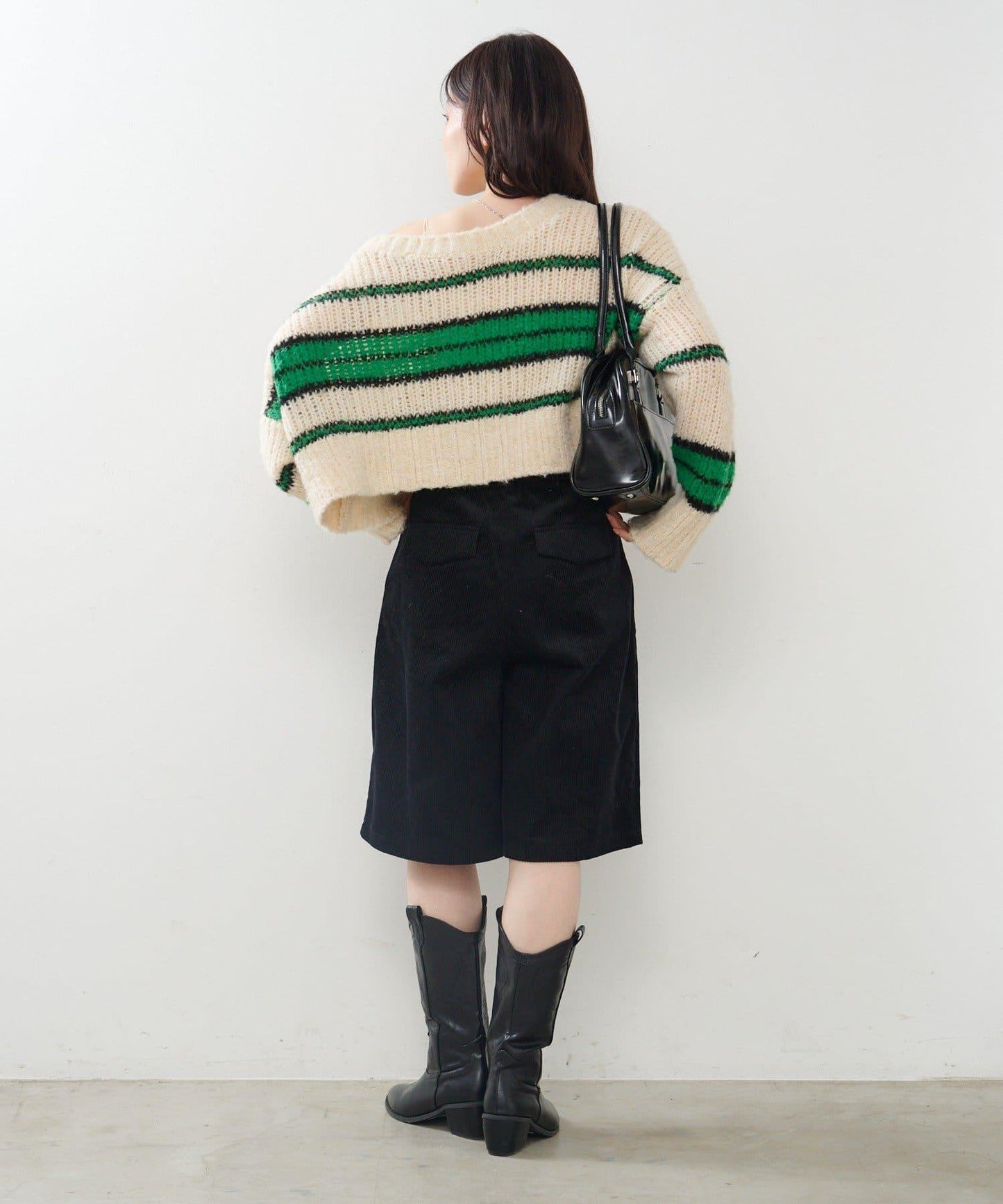 【Kastane】條紋仿馬海毛針織衫