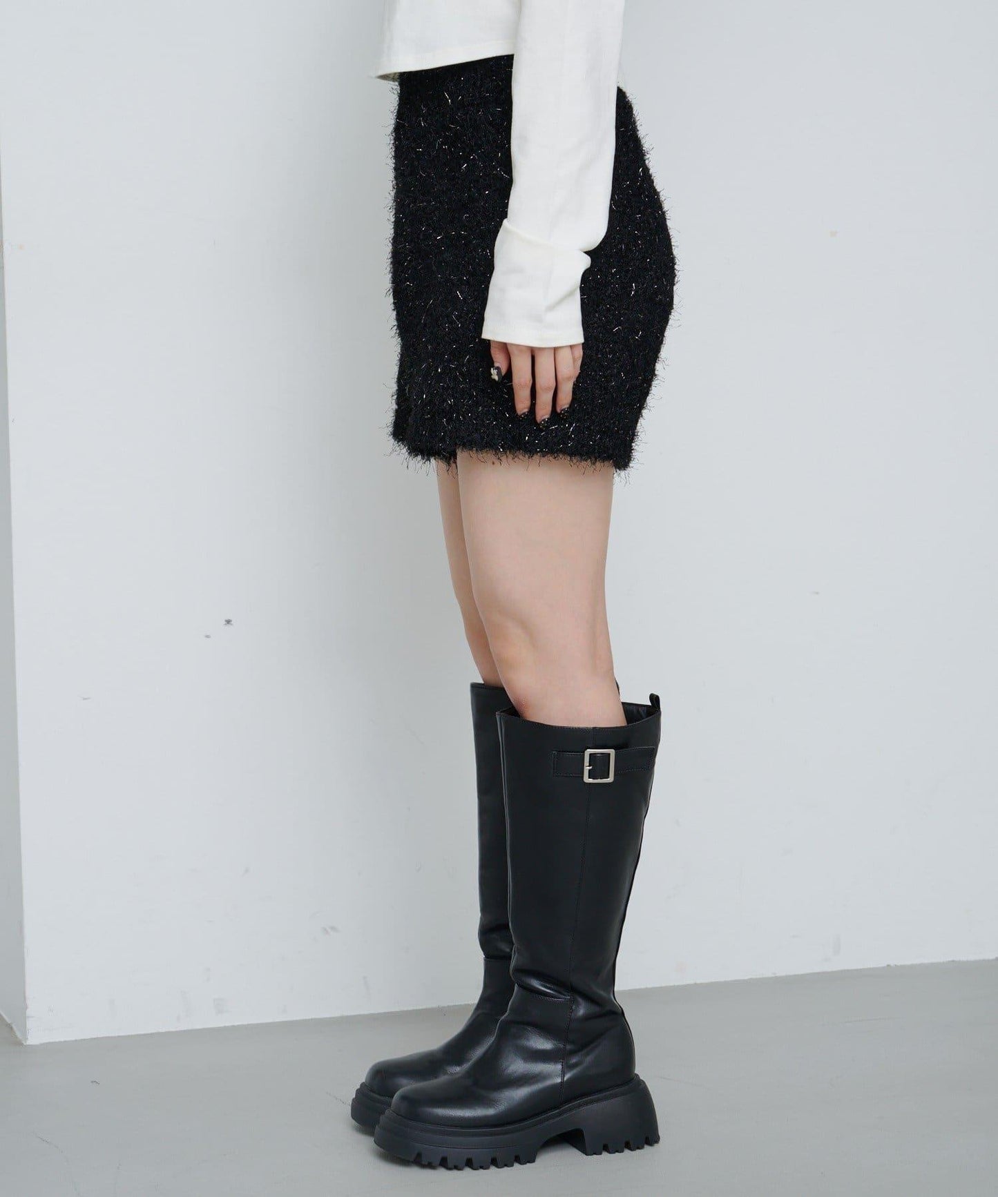 亮絲毛絨針織短褲