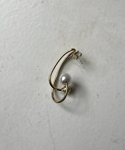 扭紋珍珠圈形耳環