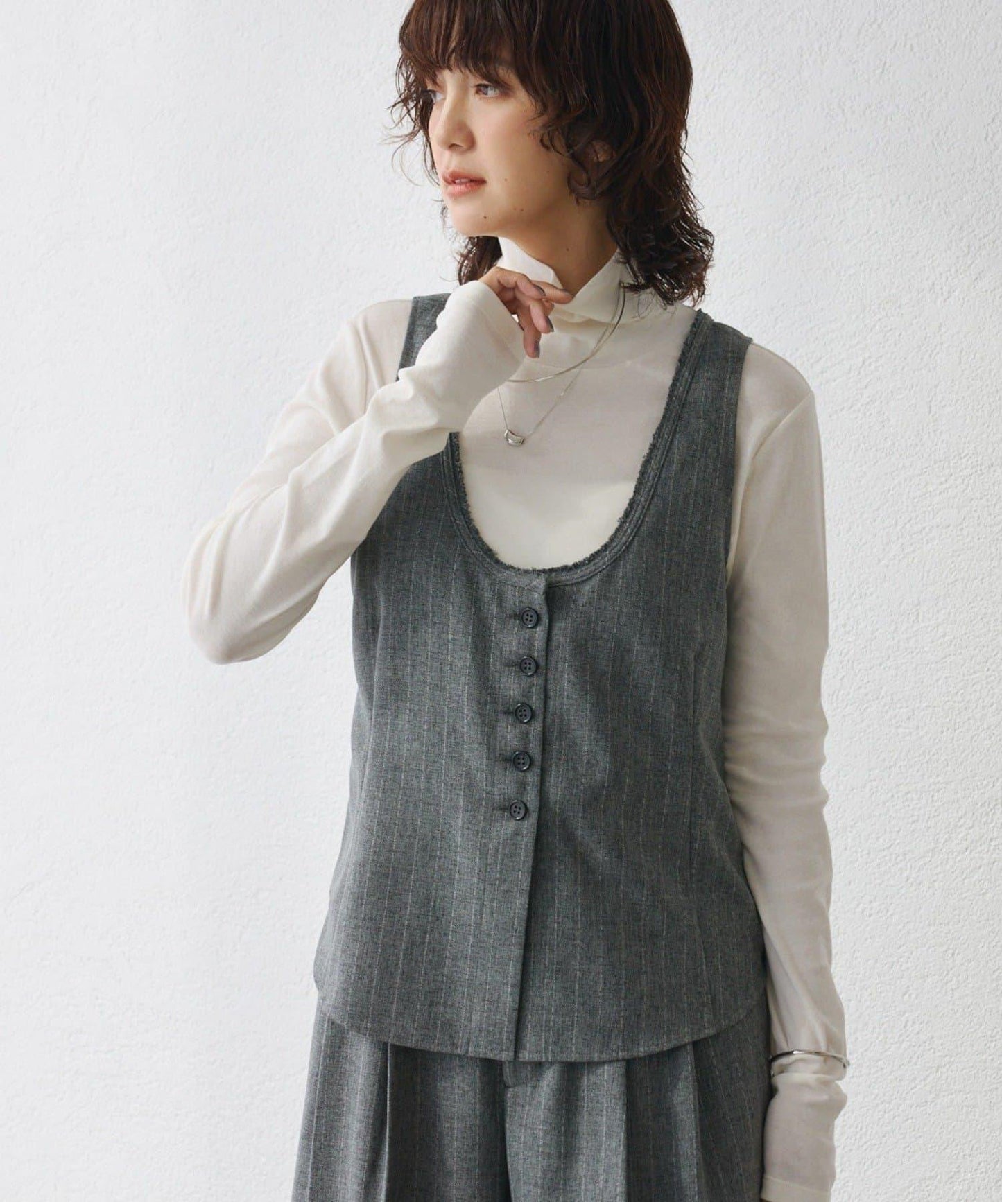 【可搭配套裝】羊毛斜紋馬甲