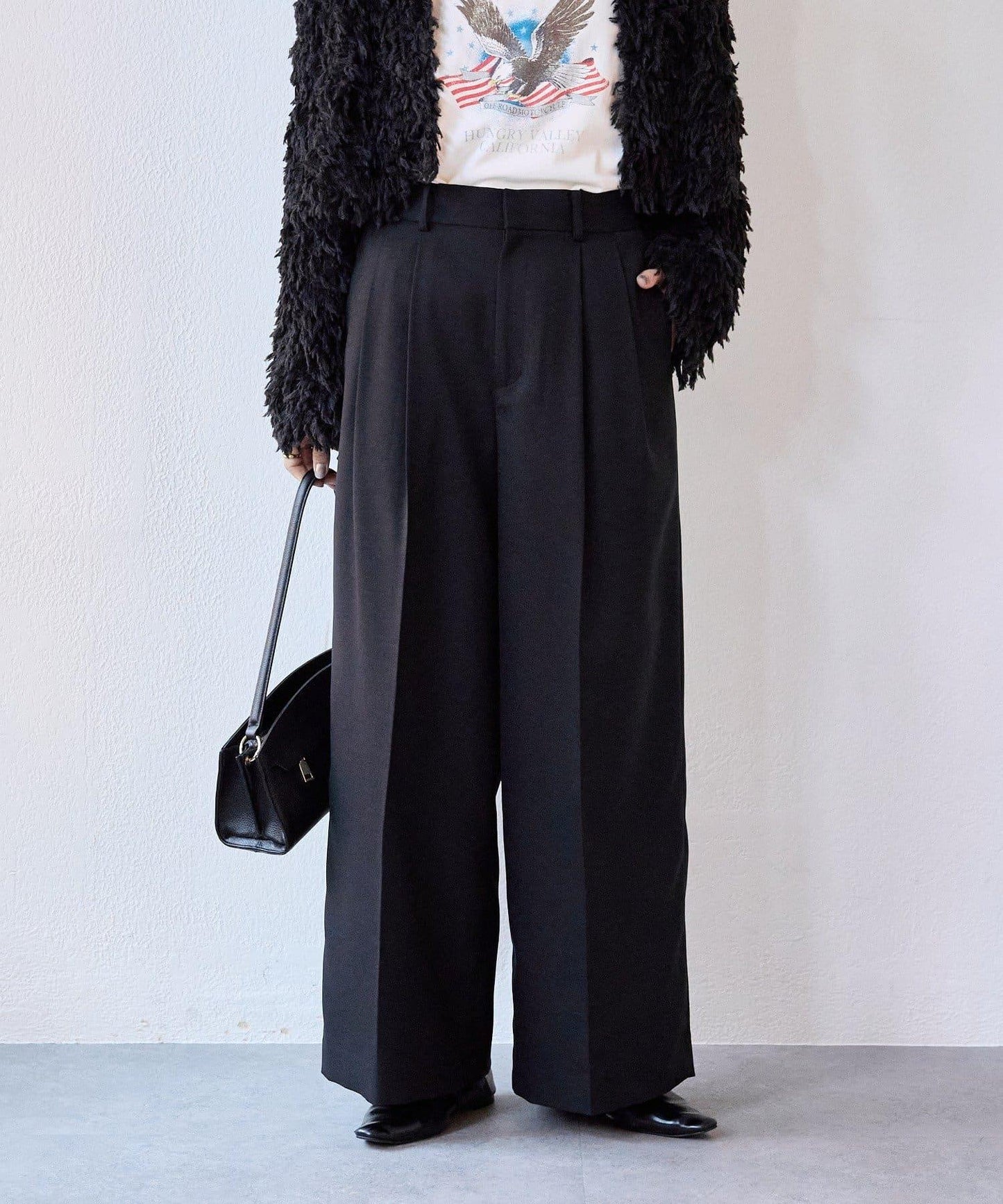 【可搭配套裝】羊毛斜紋雙褶長褲