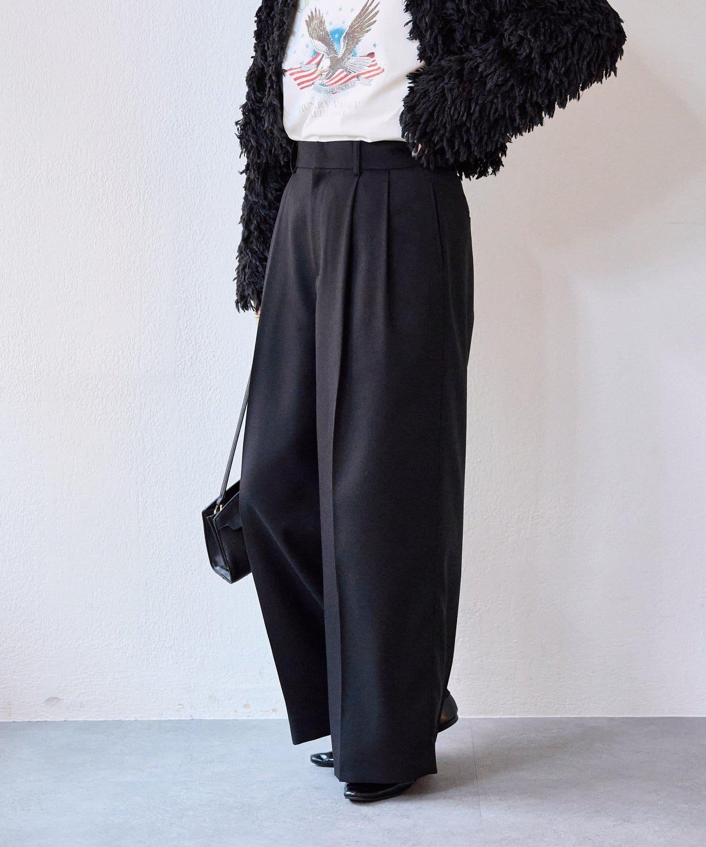 【可搭配套裝】羊毛斜紋雙褶長褲