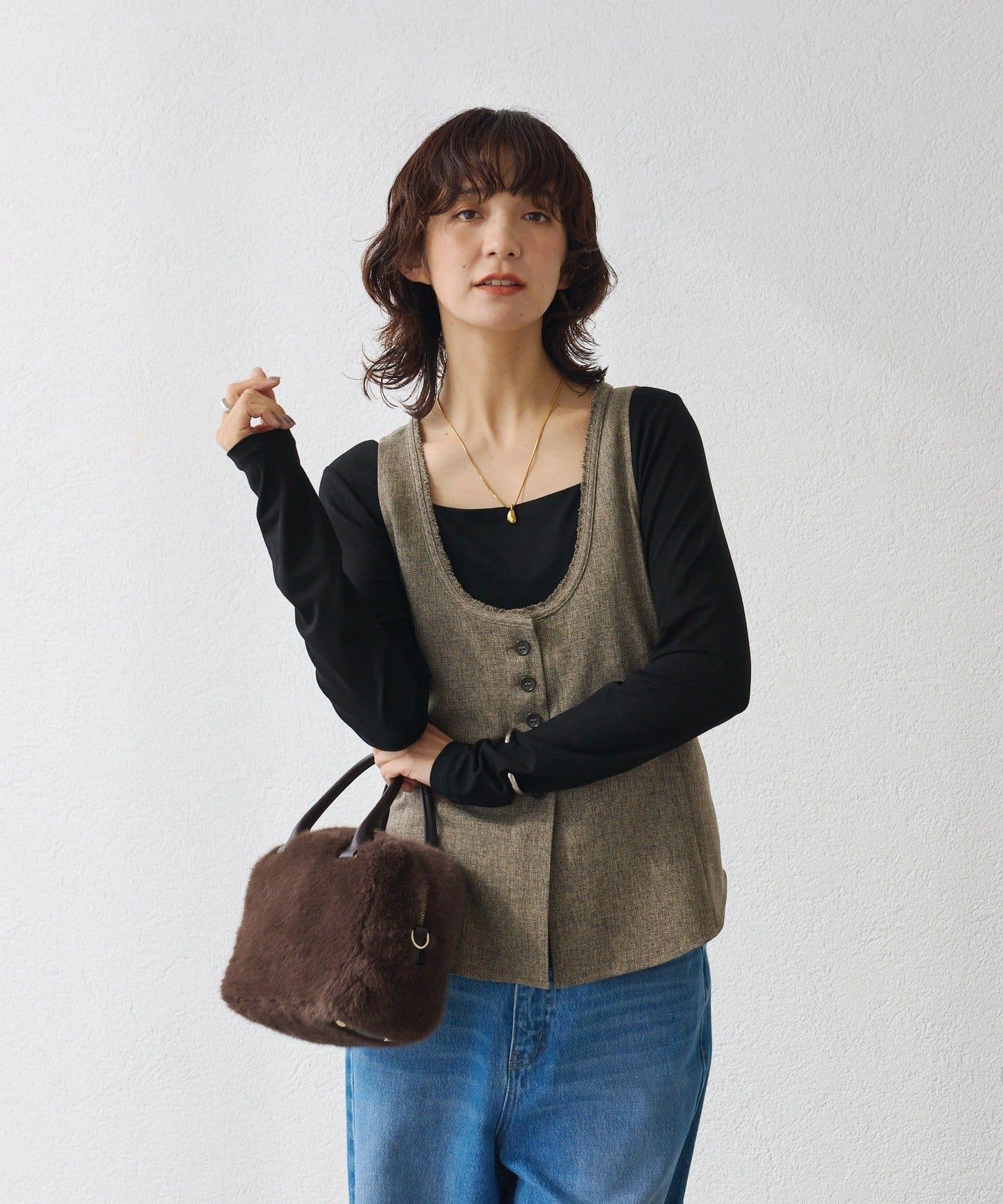 【可搭配套裝】羊毛斜紋馬甲