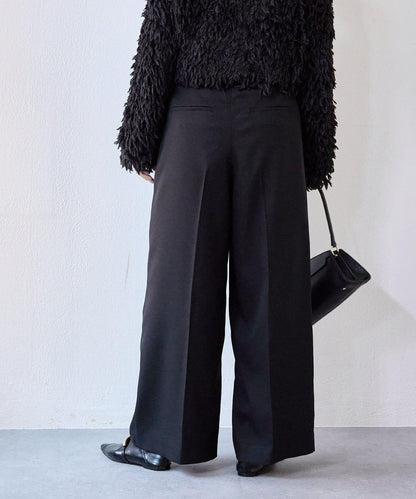 【可搭配套裝】羊毛斜紋雙褶長褲
