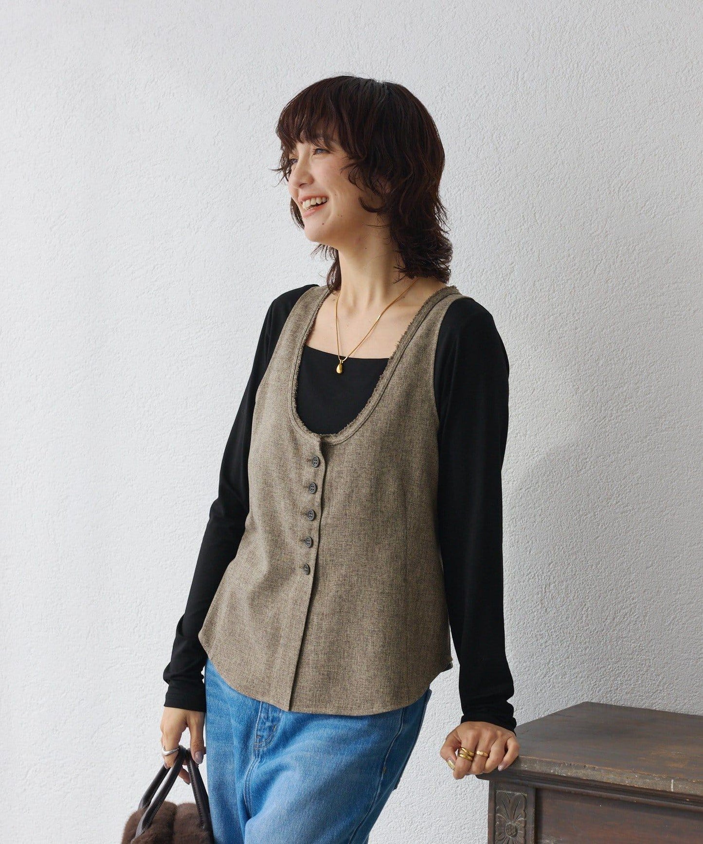 【可搭配套裝】羊毛斜紋馬甲