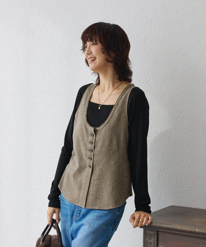 【可搭配套裝】羊毛斜紋馬甲