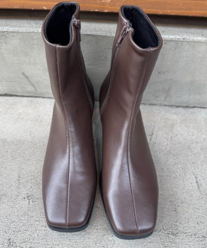 【穿著舒適！】彈力方頭靴