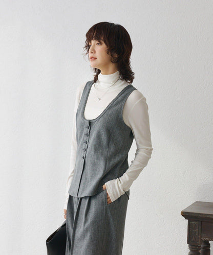【可搭配套裝】羊毛斜紋馬甲